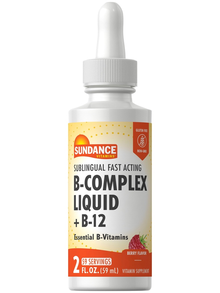 Sundance Sublingual Vitamin B Complex | 2 Fluid Ounces | med B-12 | Berry Flavor | Vegetarisk, icke-GMO och Gluten fri tillägg