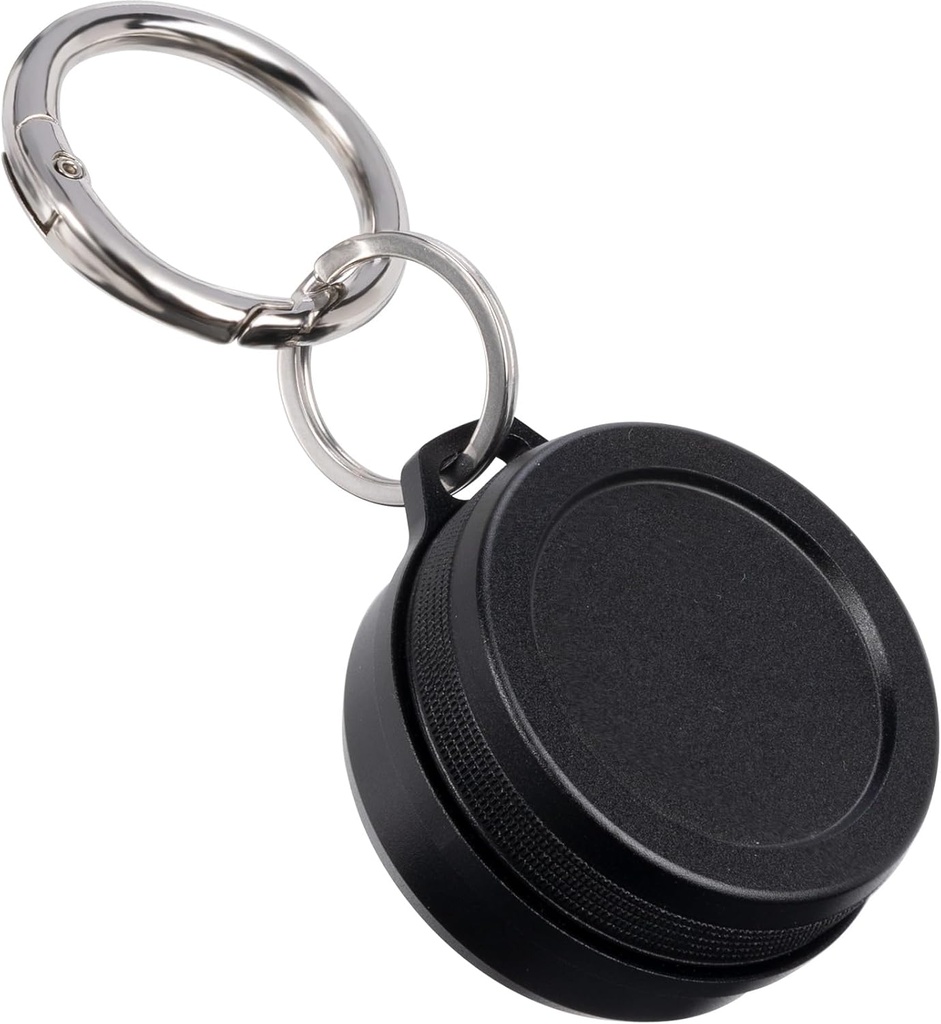Metal Carrying Case - Portable Daily Travel Keychain Pill Holder Waterproof, Small Container for Earplugs, Pills, Coins Compatible med Loop, Eargasm & Vibes, Compact Mini Purse Pill Case Box (Black)