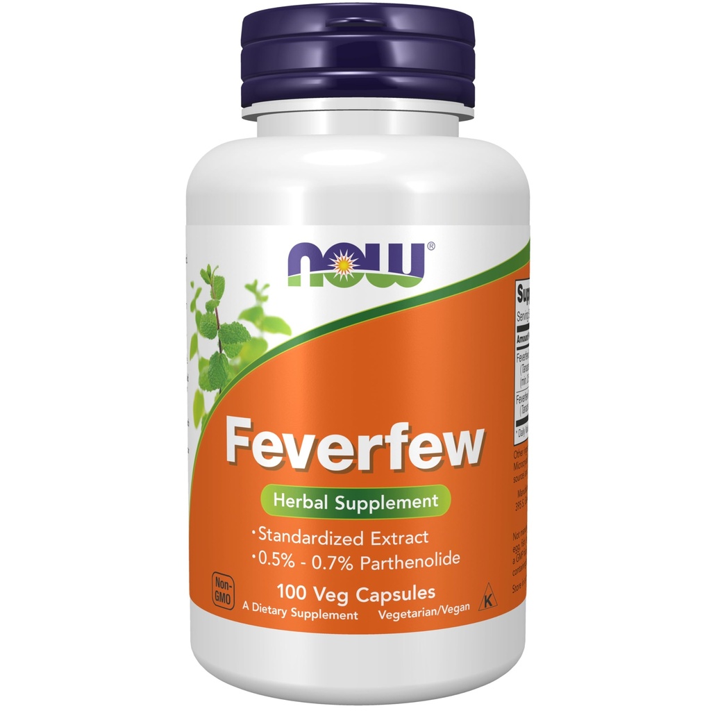 NU Supplements, Feverfew med 0,5% - 0,7% Parthenolid, Herbal Supplement, 100 Veg Capsules (Pack of 1)