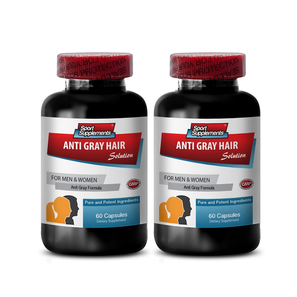 Folsyra kapslar - Anti Gray Hair - Grå hår bort, naturliga hårväxtprodukter, hårtillskott för hårväxt kvinnor, hår biotin vitaminer, biotin vitaminer för hår hud och naglar 2Bots 120Caps