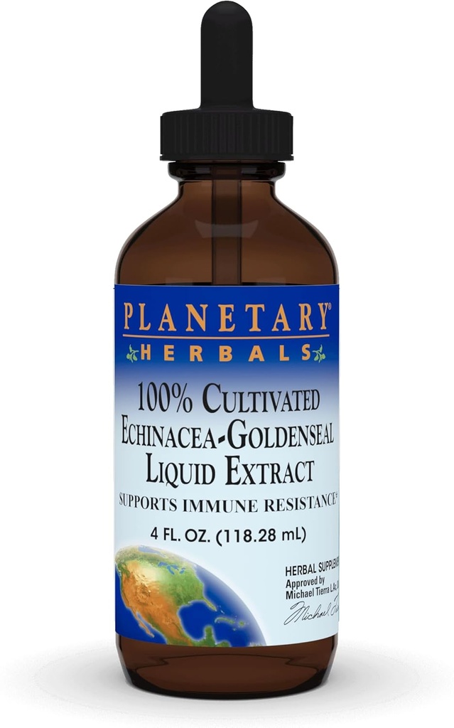 Planetära växtbaserade 100% odlade Echinacea-Goldenseal Extract, 4 oz