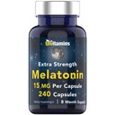 Tnvitamins Melatonin 15 MG Per Capsule (240 kapslar) | All-naturliga sömnpiller för vuxna | Extra Styrka Melatonin | Nattsömnhjälp | Natursömnstöd