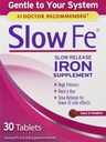 Slow Fe Iron Supplement - långsam frisättning tabletter, hög styrka, genljud på ditt system, 30 tabletter (Pack of 3)