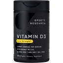 Sports Research® Vitamin D3 w/Coconut MCT Oil - High Potency Vitamin D3 5000iu (125mcg) Supplement för Immune & Bone Support - Seed Oil Free - Non-GMO - Gluten Free (360 Liquid Softgels)