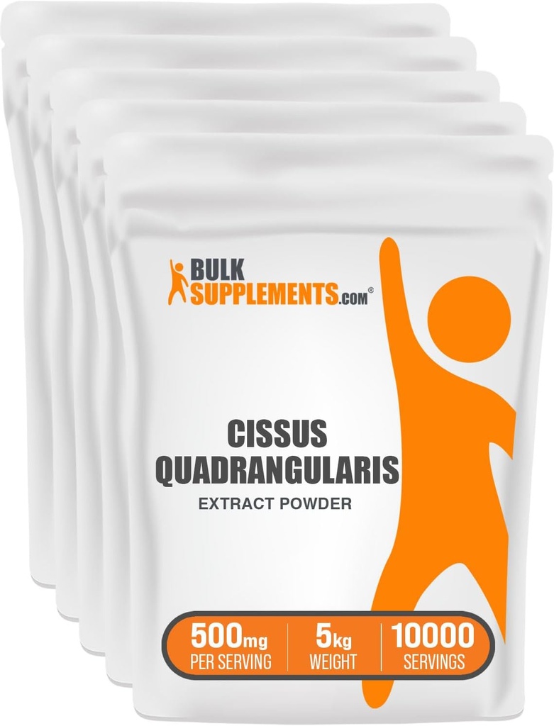 BulkSupplements.com Cissus Quadrangularis Extract Powder - Cissus Quadrangularis Supplement, Herbal Supplement - Gluten Free, 500mg per Servering, 1kg (2,2 lbs) (Pack of 5)