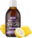 5X Ultimate Strength Omega 3 Fish Oil Liquid, Fish Oil Supplements with High DHA and EPA Omega3 Fatty Acids, High Potency Omega 3 med vitamin D, 7,60 floz, Lemon Flavor