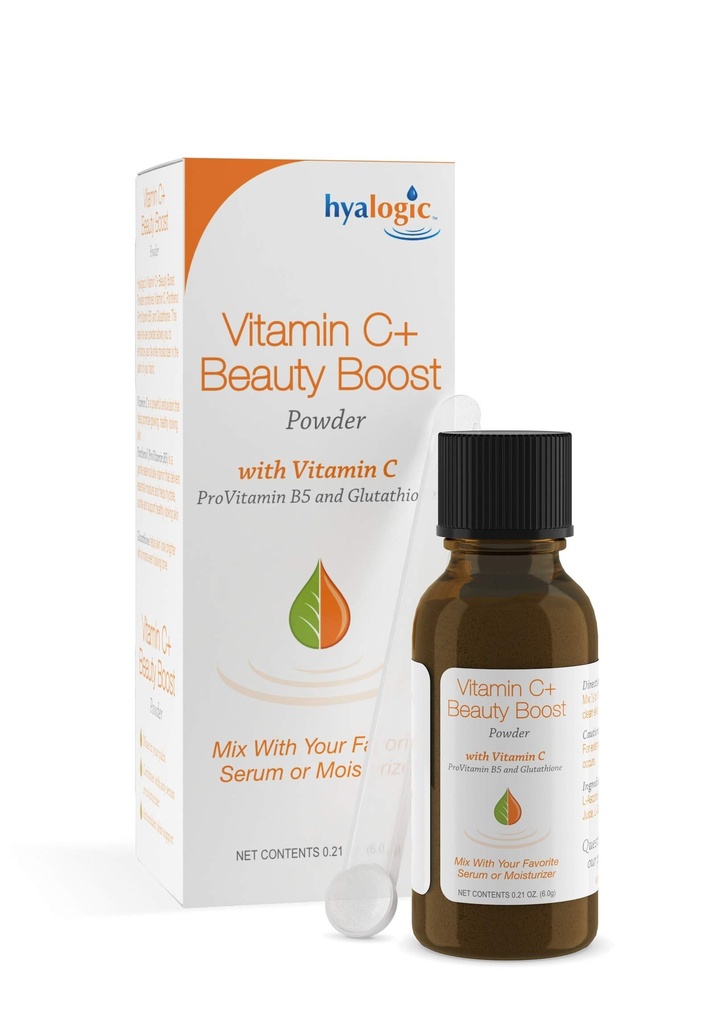 Hyalogic Vitamin C + Skönhet Boost Powder - Skapa en otrolig hud Moisturizer genom att lägga till vår pulveriserade C-vitamin med ProVitamin B5 & Glutathione till din favoritskönhet Serum 0,21 Oz (6 Grams)