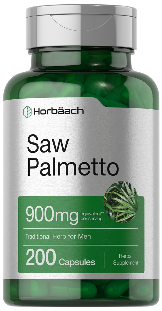 Horbaach Saw Palmetto Extract | 900mg | 200 kapslar | Non-GMO och Gluten Free Formel | Traditionella örttillskott | från Saw Palmetto Berries