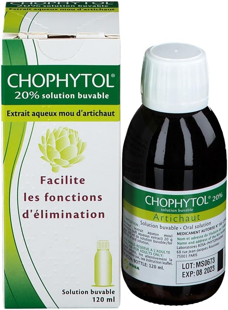 Chophytol 20% - Drickbar lösning (med Artichoke) - för att främja lever & njurfunktion - 120 ml Bottle