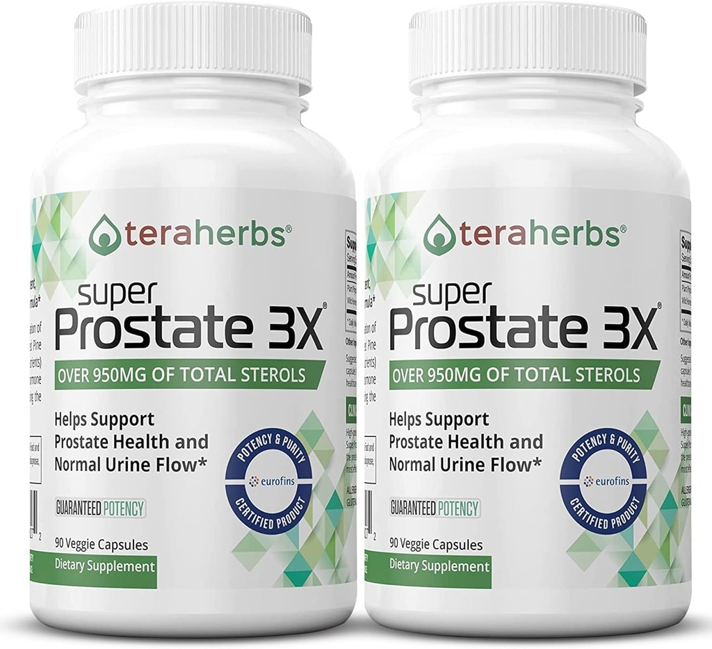 Tera Herbs Super Prostate 3X - Bladder Control, Hormone Balance & Support för utvidgad prostata och frekvent urinering - Prostata Supplements för män w/Beta Sitosterol inte Saw Palmetto (2 Pack)