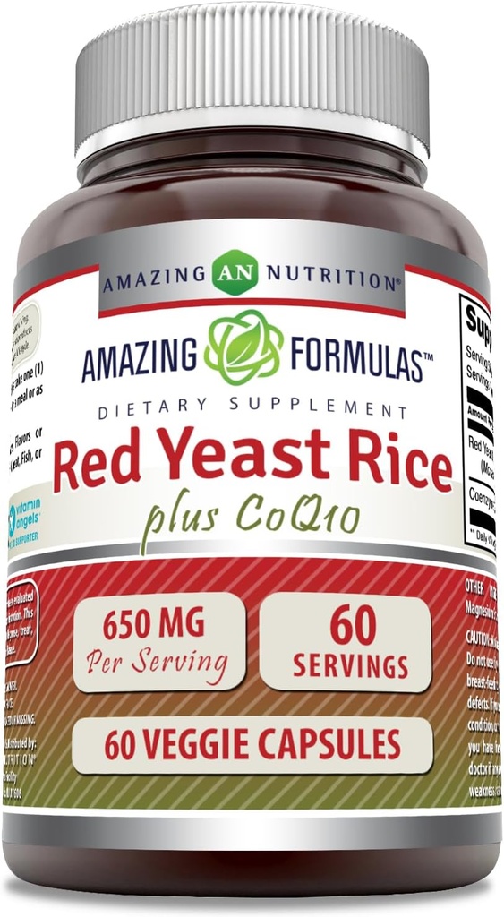 Fantastiska Formler Red Yeast Rice 600 Mg Plus Coq10 50 Mg | Veggie Capsules Supplement | Non-GMO | Gluten Free | Tillverkad i USA (60 greve)