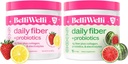 Belli Welli Daily Fiber Supplement Bundle - Strawberry Lemonade & Watermelon - Collagen, Probiotics & Electrolytes för balanserad Wellness - Uppfriskande smaker, 32 portioner totalt