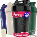 4 PACK, 20 oz Shaker Bottles med Wire Whisks för proteinblandningar | Leakproof Blender Shaker Bottle Pack | BPA-Free & Dishwasher Safe | Shaker flaska | Shaker Cups för skakar Bottle Pack