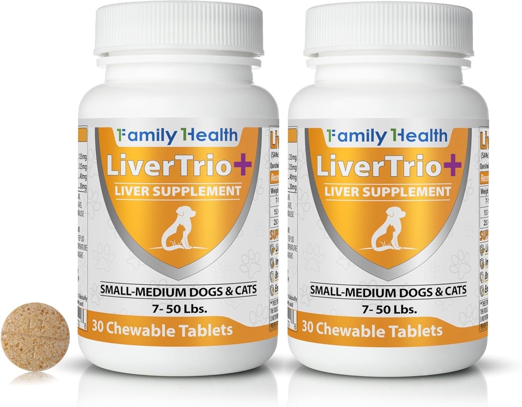Omfattande Lever Supplement (2 Pack - 60ct), Kombinera Samma, SPC, Silybin A + B, Gluathione, Chew Tabs för hundar 30Ct (2X Small - Medium)