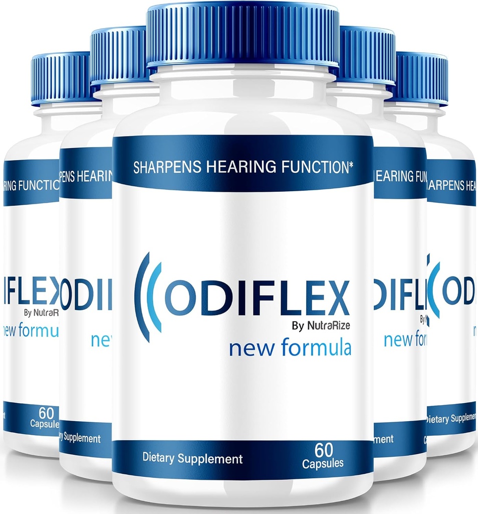 NutraRize (5 Pack) Odiflex Capsules, Premium Ear Health Formel, All-Natural Supplement för att skydda det inre örat, Officiella Hörsupportpiller, Odi Flex Reviews (300 kapslar)