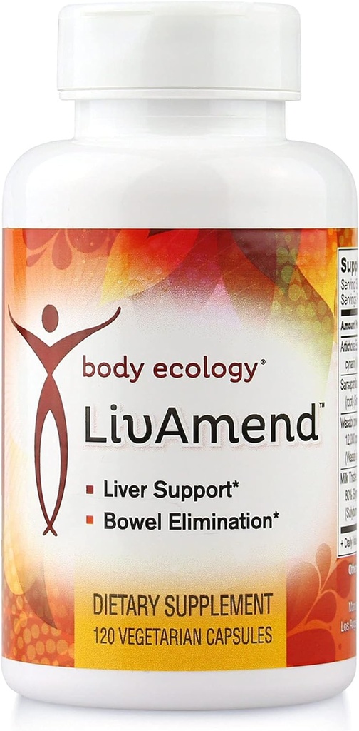 Body Ecology LivAmend | Lever Supplement | Milk Thistle och Artichoke | Hjälper till friska levern och förbättrar tarm Elimination | 120 vegetariska greve
