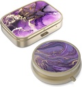 Pill Case Pill Box med Mirror Retro Small Pill Case för Purse eller Pocket Brons Pill Box eller Vitaminer, Fish Oil, Supplements, Pill Containe Travel Gifts(2PCS)