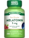 Naturens Sanning Melatonin 5mg Snabbupplösta tabletter | 200 greve | Naturbär smak | Vegan, icke-GMO & Gluten fri tillägg