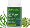 ME LIFE & HEALTH Spirulina Capsules, 100% organisk spirulina Powder (120 ct) 500mg Rich i protein, vitamin A, B12 Antioxidanter & vitaminer, Vegan, naturlig och ren spirulina Non-GMO & Gluten Free
