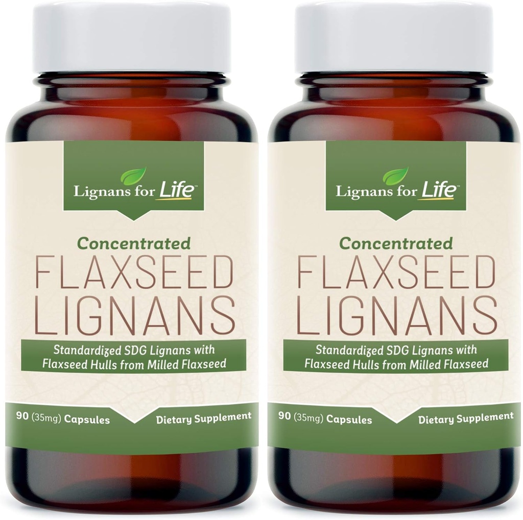 Lignanser för liv Flaxseed Lignans för hundar + SDG - Omega 3 fettsyror, höga fiber Antioxidanter hjälper till att förbättra Shiny Coat, Digestive & Heart Health Lignans, 35mg, 90 Flaxseed Capsules, 2 Pack