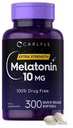 Carlyle Melatonin 10mg | 300 Softgels | Extra styrka stöd för vuxna | Icke-GMO, Gluten fri tillägg