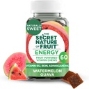 The Secret Nature of Fruit Energy Chews, Real Fruit Powered Vitamin Chews med vitamin B12, järn, Ashwagandha, Watermelon & Guava för långvarig energi (60 greve), rosa