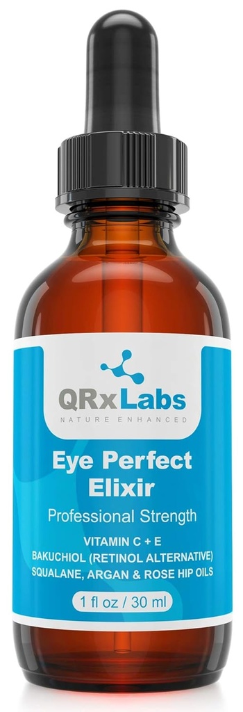 Eye Perfect Elixir - Med Bakuchiol (Retinol Alternative), Pure Argan och Rosehip Oils, Squalane, Vitamin C & E - Bästa Anti-Aging Behandling Serum för väskor, Puffiness, Wrinkles, Crow Feet