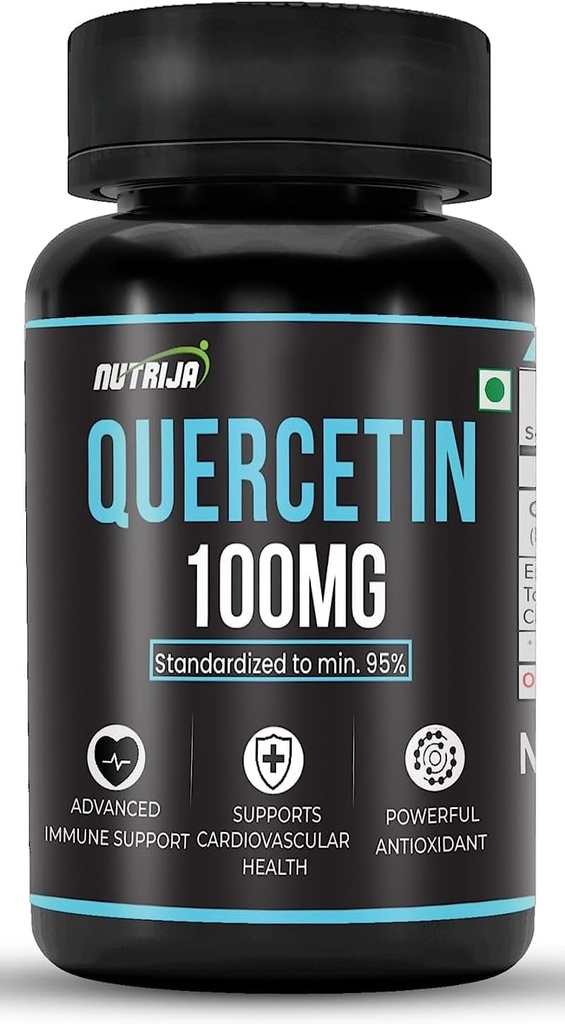 Quercetin 100mg kapslar - Standardiserad till 95% | Mycket renade och biotillgängliga tillskott | Naturliga bio-flavonoider och kraftfulla antioxidanter (30 kapslar)