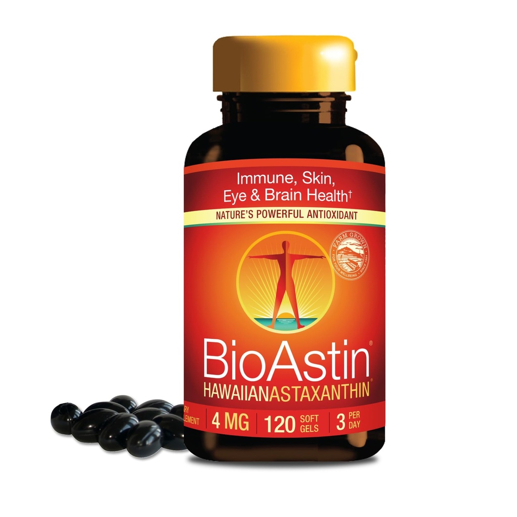 Nutrex Hawaii BioAstin Hawaiian Astaxanthin - 4mg Customizable Dosage, 120 Softgels - Antioxidant Support for Skin & Immune Health - Premium Microalgae Grown in Kona, Hawaii - Non-GMO & Gluten-Free