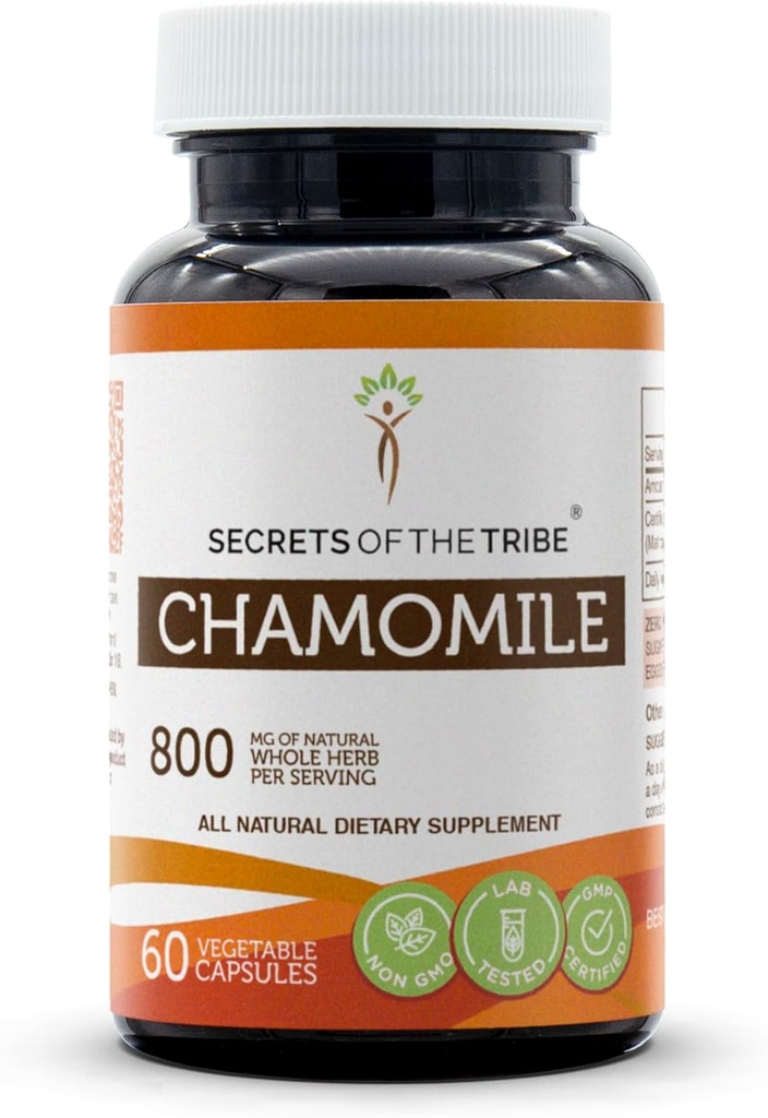 Secrets of the Tribe Chamomile 60 Capsules, 800 mg, Chamomile (Matricaria Recutita) Dried Flower (60 kapslar)