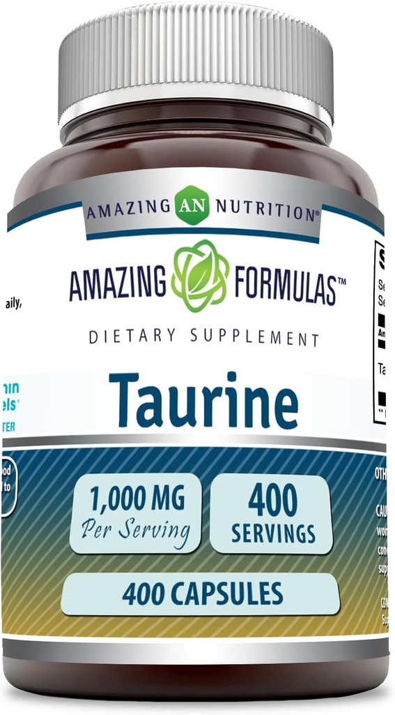 Fantastiska formler Taurin 1000mg kapslar Aminosyra tillskott | Icke-GMO | Glutenfri | Made in USA (400 greve)