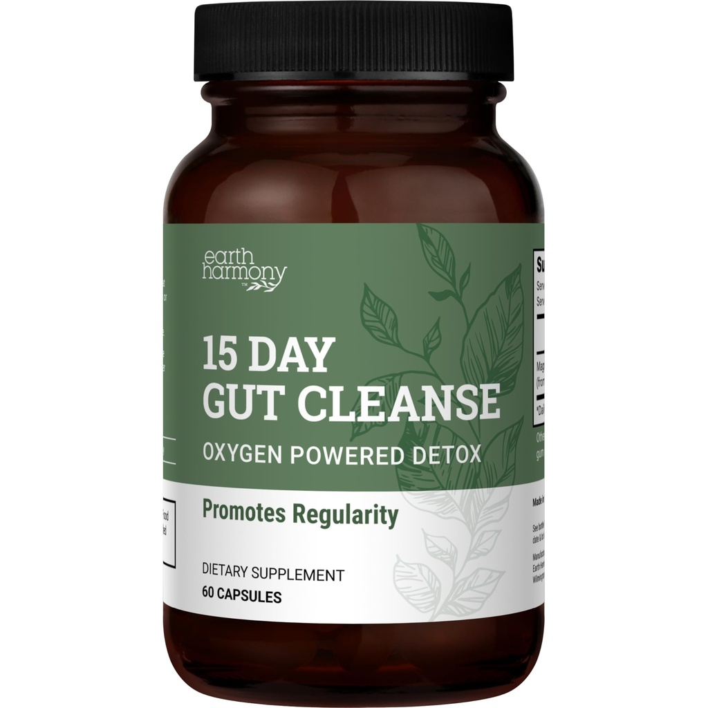 15 Day Gut Cleanse Detox för kvinnor och män - Vegan, icke-GMO Ingredienser för midja förlust och förstoppning lindring med en 15-dagars rengöring Gut Support utan kramper, som ses på TikTok (60 kapslar)