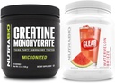 NutraBio Creatine Monohydrate, Unflavored, (150 g) och Clear Whey Protein Isolate (Watermelon Breeze) Supplement Bundle - Muscle Energy, Maximal tillväxt, återhämtning och styrka