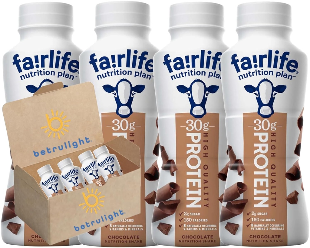Redo att dricka Fairlife Protein Shakes |Nutrition Plan Protein Shake | Chocolate, Vanilla, Strawberry | Core Power Elite | Rättvist liv Protein Shakes Variety Pack | 11.5 Fl Oz Pack av 4 | Varje Order är Elegantly Packad i en Signatur BETRULIGHT Branded Box!
