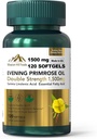 Kväll Primrose Oil (1500mg) | Hög GLA för hormonbalans och hudhälsa (1 flaska-120 Softgels-2mo Supply) | Non-GMO, Gluten-Free