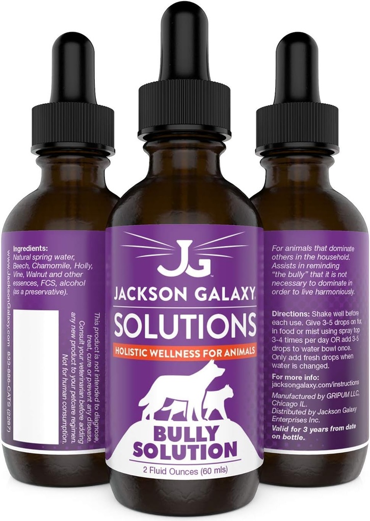 Jackson Galaxy: Bully Solution (2 oz.) - Pet Solution - främjar avkoppling och lugn - kan stödja mobbning och dominans - All-naturlig formel - Reiki Energy