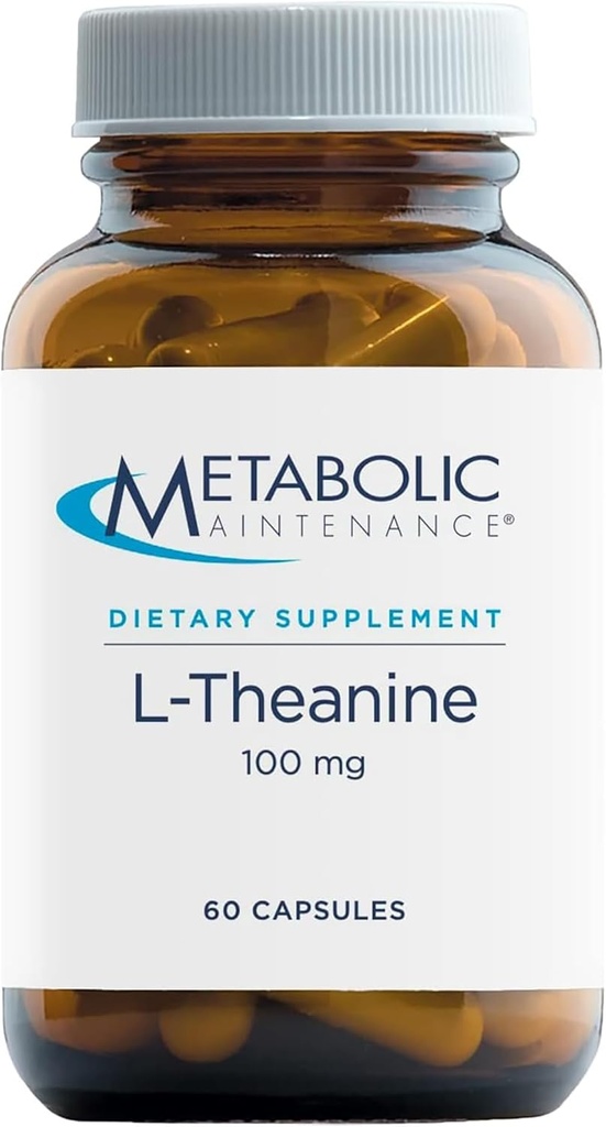 Metabolisk underhåll 100mg L-Theanin Supplement för att stödja hälsosam fokus och avkoppling - L-Theanine Suntheanine Amino-syra för att stödja stressrespons (60 kapslar)