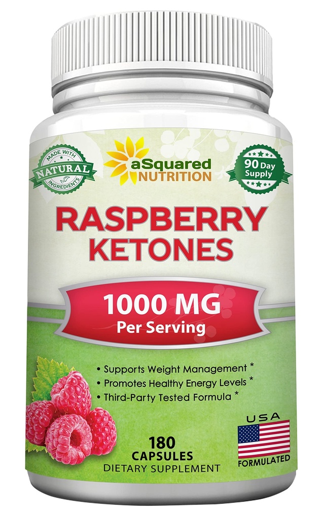 aSquared Nutrition Natural Raspberry Ketones 1000mg-180 Capsules-Weight Loss Supplement, Max Strength Plus Appetite Suppressant Diet Pills, Premium Lean Health Powder för att öka ren energi och metabolism