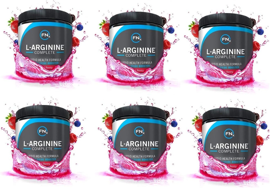 L-arginin komplett - Cardio Health | 5000mg L Arginine | Nitric Oxide Booster | Naturtillskott | Mixed Berry - 6 Pack