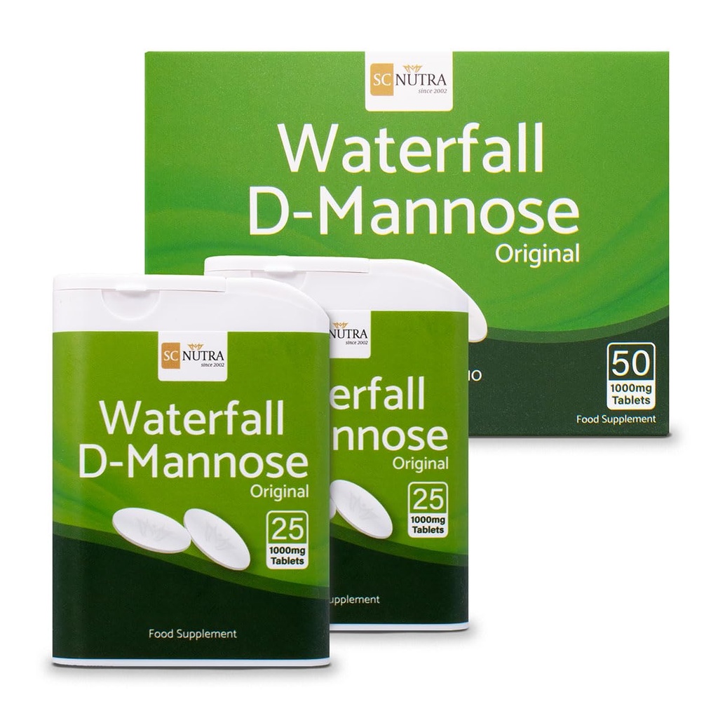 D-Mannose tabletter 1000mg - Vattenfall D-Mannose ursprung naturligt från Björk - 50 tabletter - SC Nutra (Söta botemedel)
