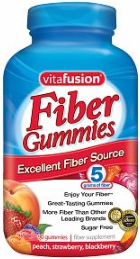 Vitafusion Fiber Gummies Fiber Supplement Peach, Strawberry and Blackberry Flavors 90 Each (Pack of 2)