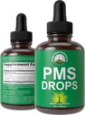 PMS Relief 9-i-1 Liquid Drops Supplement. 9 växtbaserade ingredienser för att stödja period kramper smärta för kvinnor. Vegan, Zero Sugar Vitamins med Organic Chaste Tree Berries, Cramp Bark, Yam Root, Nettle Leaf