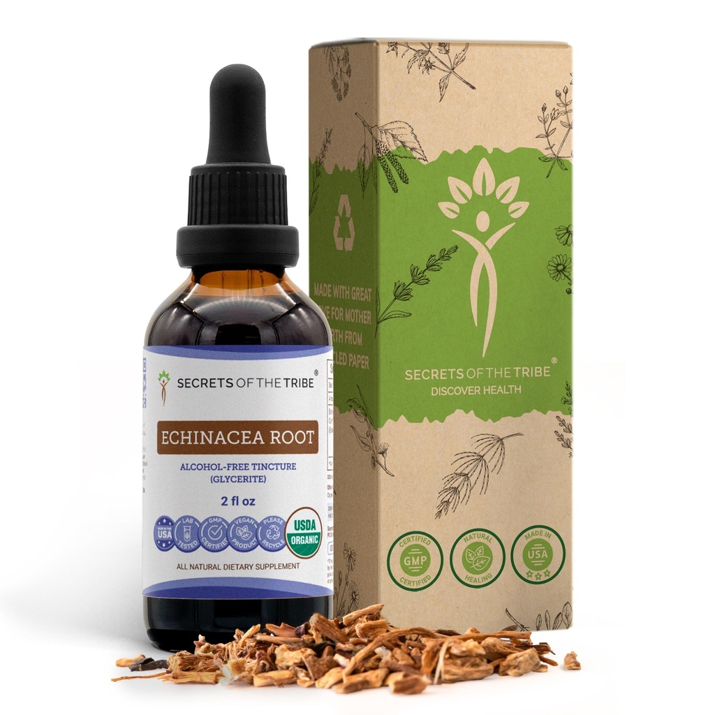 Echinacea Root USDA Organic Tincture | Alcohol-Free Extract, High-Potency Herbal Drops, Immune System Health | Tillverkad av 100% Certified Organic Echinacea Root (Echinacea Purpurea) 2 oz