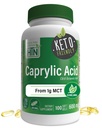 Health Thru Nutrition Caprylic Acid 600mg 100 Softgels | C8 Octanoic Acid från Pure 1g MCT Oil | Non-GMO & Soy Free | Stöd Hälsosam Digestive och Intestinal Health | Keto Friendly