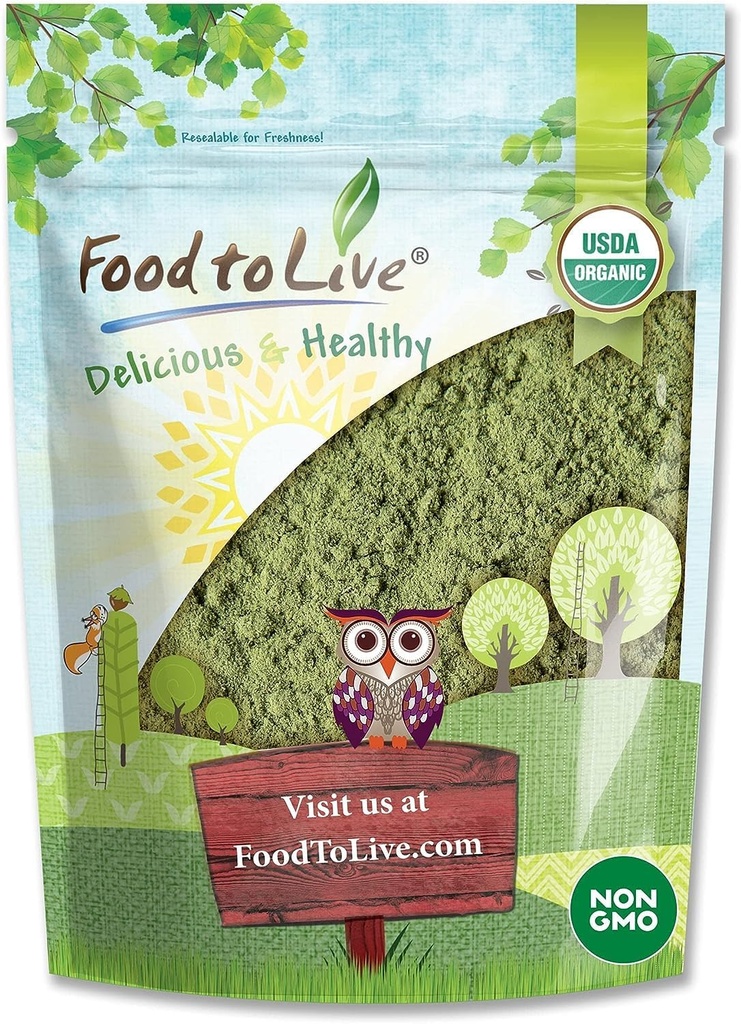 Food to Live Organic Alfalfa Powder, 4 Ounces – Non-GMO, Made from Raw Dried Whole Young Leaves, Vegan, Bulk, Great for Baking, Juices, Smoothies, Tea & Drinks. Good Source of Dietary Fiber & Protein