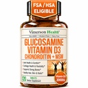 Glukosamin Chondroitin med vitamin D3 2000IU - FSA Berättigade gemensamma kosttillskott för män och kvinnor - gemensam hälsa, hår hud naglar, benhälsa och komfort med MSM, Vit D, Bromelain & Boswellia - 120 flikar