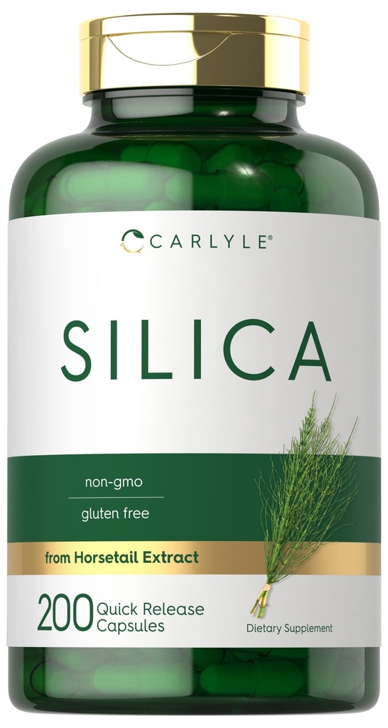 Carlyle Silica Supplement Capsules | 200 greve | från Horsetail Extract | Non-GMO & Gluten Free