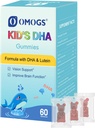 OMOGS Barnens DHA Blueberry smaksatta gummies, med Lutein, Omega-3 & Vitamin C Algae DHA, för ögonhälsa, hjärnhälsa och hälsosam immunitet, Gluten Free, Vegan, 60 Gummies.