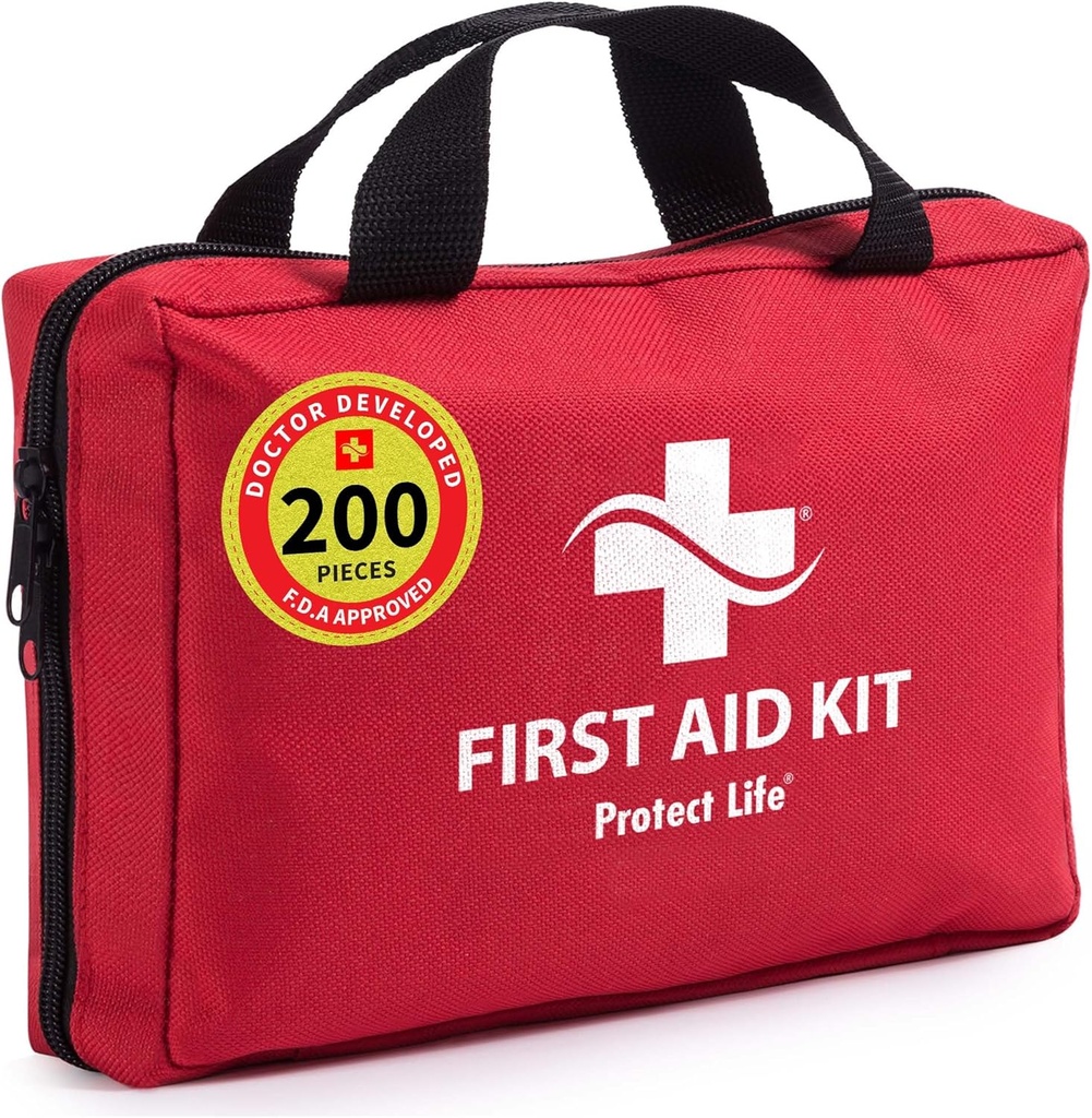 Protect Life Business First Aid Kit, Emergency First Aid Kit för Office Setting, Medical Kit Supplies, First Aid Kits for Businesses, School & Commercial Use - 200 Pieces