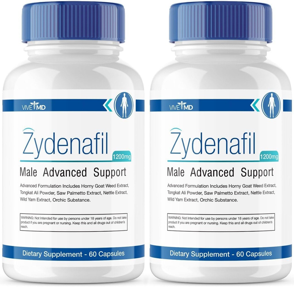 VIVE MD Zydenafil Pills for Men Advanced Formel - Zydenafil Male Pills - Zydenafil 1200mg för maximal styrka med Tongkat Ali, Saw Palmetto, Horny Goat Weed Reviews (2 Pack)